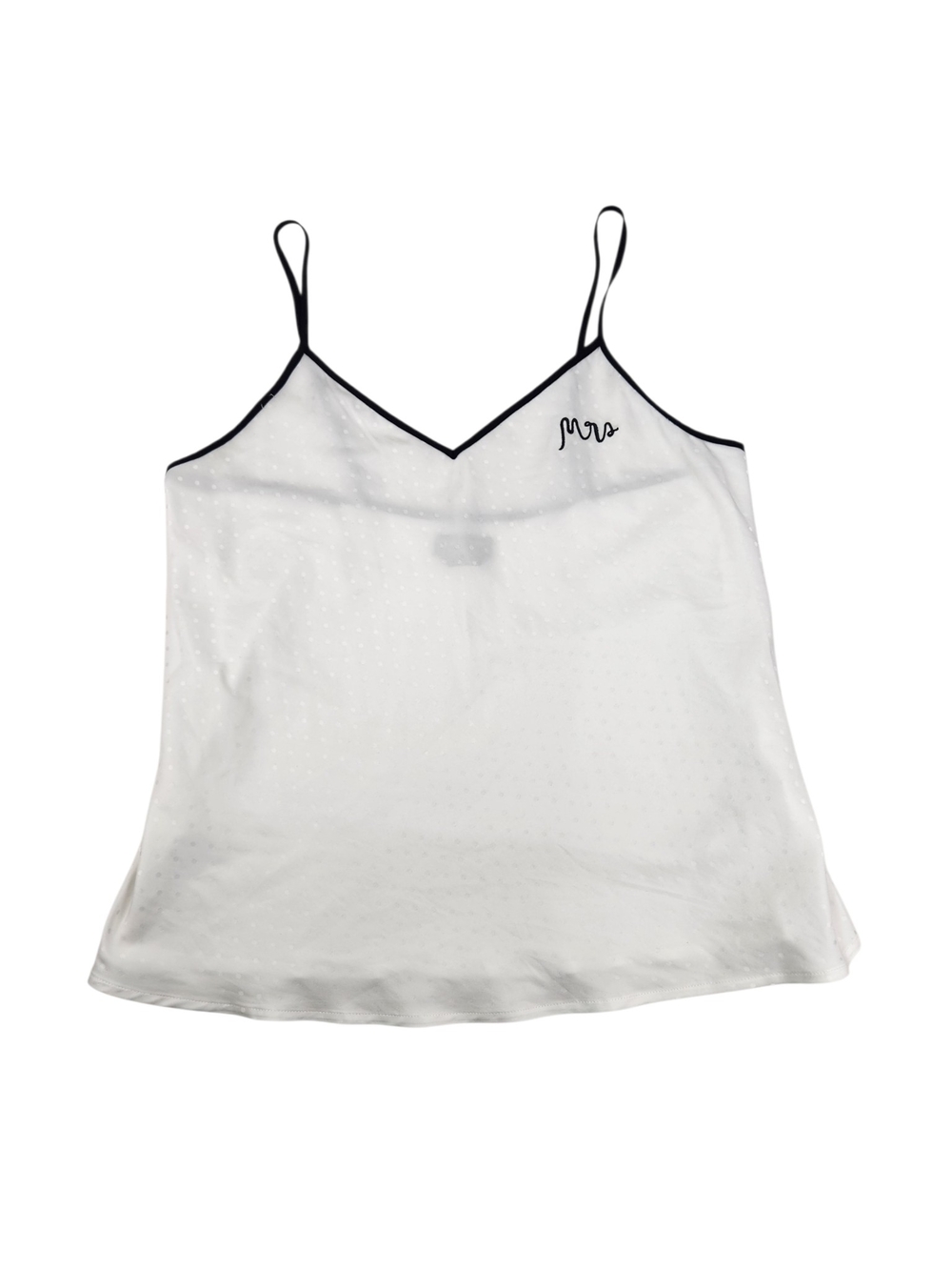 Kate Spade New York "Mrs" Satin PJ Cami Top Sm White Swiss Dot Bridal Sleepwear - Picture 9 of 14